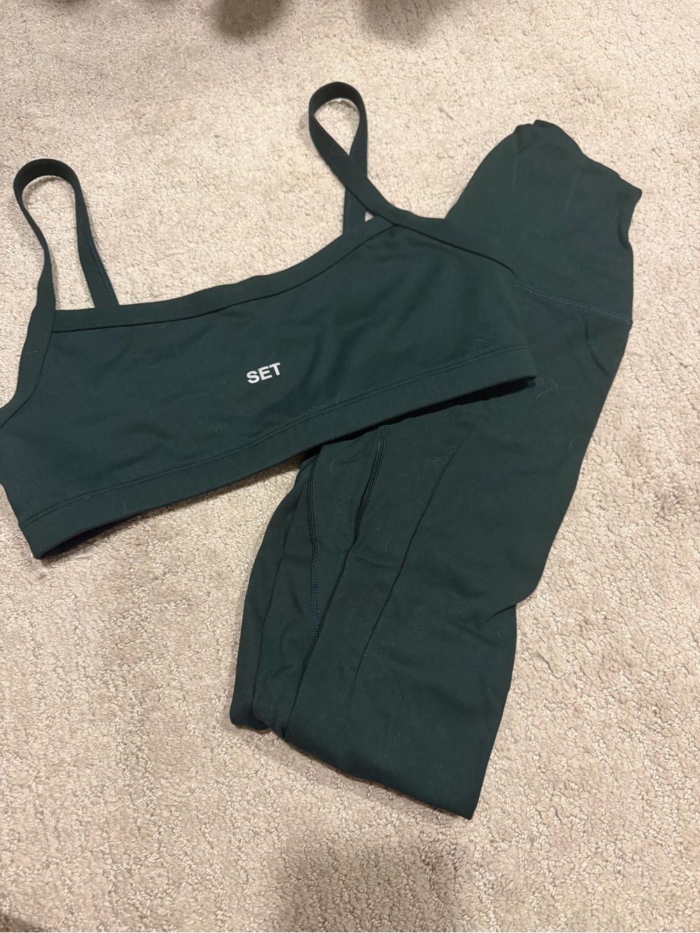 SET Active Dark Green Legging and Sports Bra Set